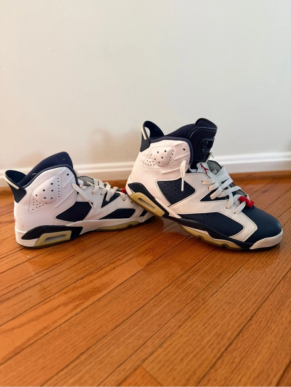 Jordan Men’s High-Top Sneakers in White, Navy, and Red